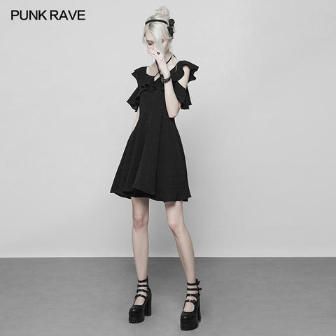 Punk Doppel Lotus Leaf Edge Bandage Kleid