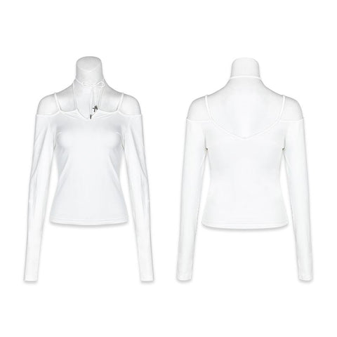 T Binden Sie das Seil trägerlose Langarm Bottoming Shirts