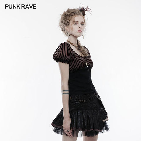 Steampunk Brosche Durchsichtiges Kurzarm-T-Shirt