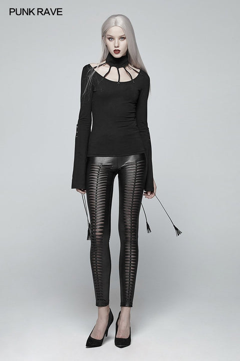 Goth Bat Messenger Gestricktes Langarm-T-Shirt