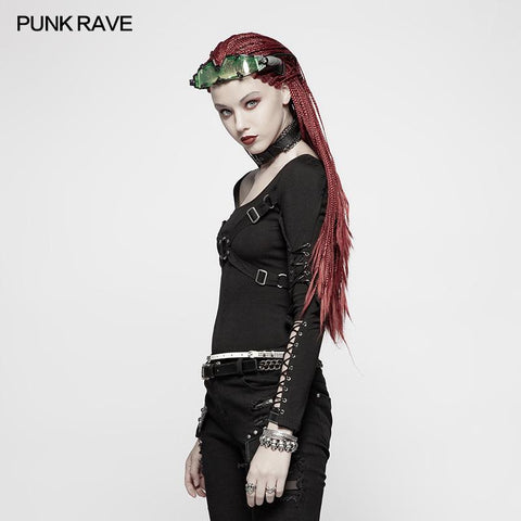 Punk Hollow-Out Langarm T-Shirt