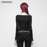 Punk Hollow-Out Langarm T-Shirt