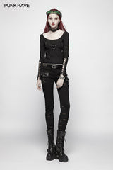 Punk Hollow-Out Langarm T-Shirt