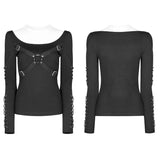Punk Hollow-Out Langarm T-Shirt