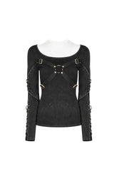 Punk Hollow-Out Langarm T-Shirt