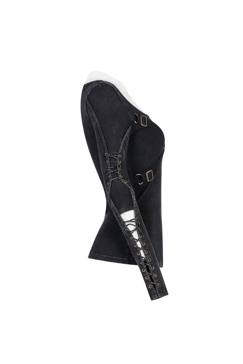 Punk Hollow-Out Langarm T-Shirt