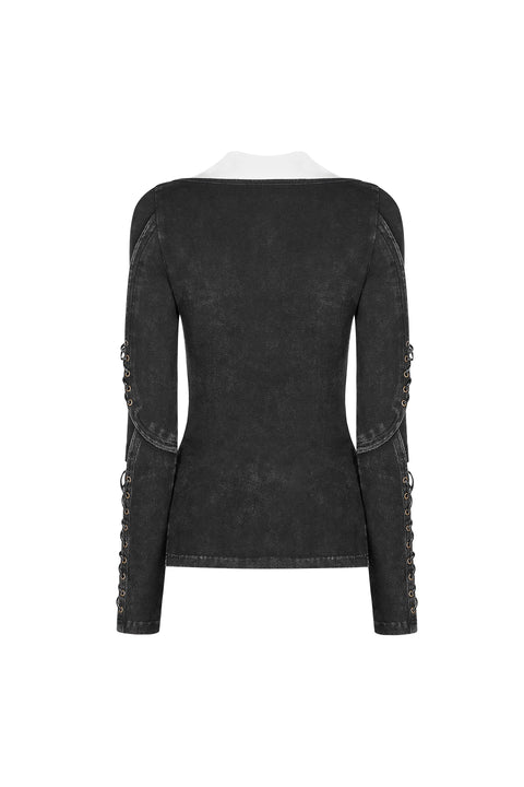 Punk Hollow-Out Langarm T-Shirt