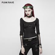 Punk Hollow-Out Langarm T-Shirt