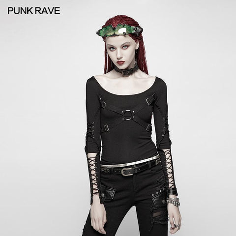 Punk Hollow-Out Langarm T-Shirt