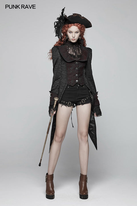 Steampunk Puff Sleeve Shirt Kurzärmlige Bluse