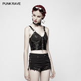 Punk Stretch-Gloss Coated Knitted Strap Kurze Weste