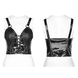 Punk Stretch-Gloss Coated Knitted Strap Kurze Weste