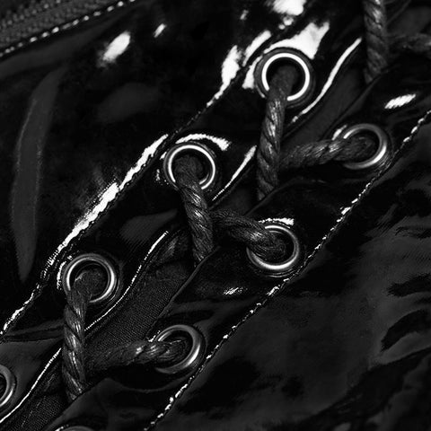 Punk Stretch-Gloss Coated Knitted Strap Kurze Weste