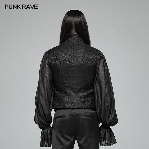 Schwarze viktorianische gotische Jacquardweste für Herren