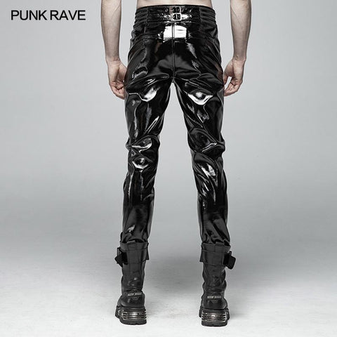 Punk Mens Glossy Lacklederhose