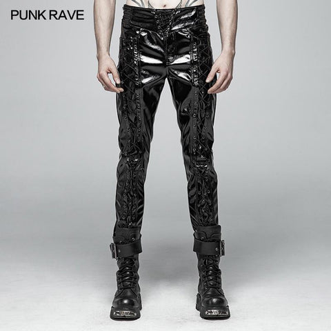 Punk Mens Glossy Lacklederhose
