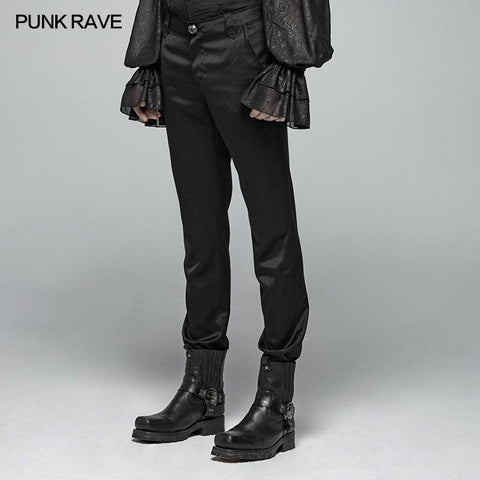 Gothic Mens Dunkel strukturierte einfache, nicht dehnbare Hose