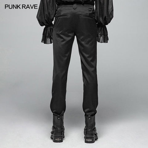 Gothic Mens Dunkel strukturierte einfache, nicht dehnbare Hose