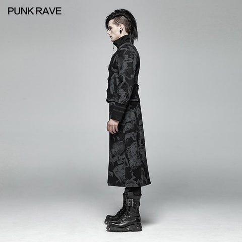 Punk Mens Dragon Totem Abnehmbarer Mantel