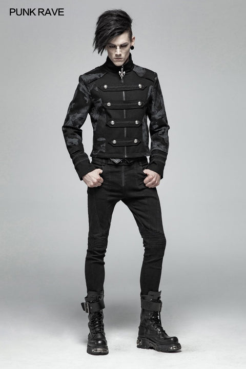 Punk Mens Dragon Totem Abnehmbarer Mantel