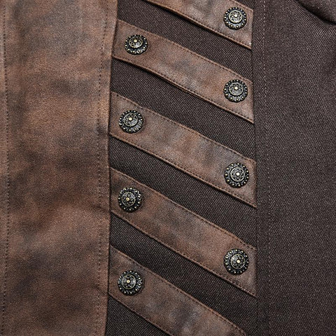 Steampunk Stehkragen Mittellanger Mantel