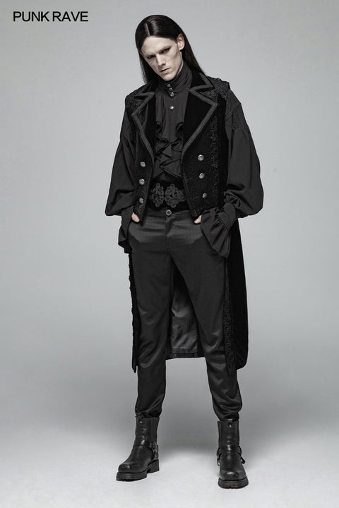 Victoria Wunderschöne dunkel strukturierte gotische lange Weste