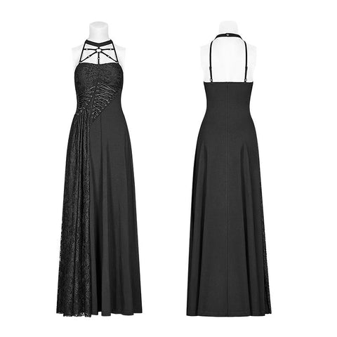 Gothic Womens Cross Halfter Neck Tägliches Kleid