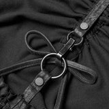 Steampunk Plissee Zweischichtiges Kleid mit Rüschensaum High-Low