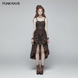 Steampunk Plissee Zweischichtiges Kleid mit Rüschensaum High-Low