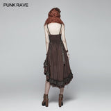 Steampunk Plissee Zweischichtiges Kleid mit Rüschensaum High-Low