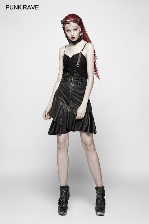 Punk High Waist Stretch Halber Rock