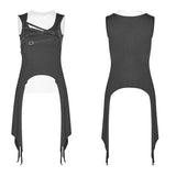 Täglich Punk Cross Neck T-Shirt Unregelmäßige Weste