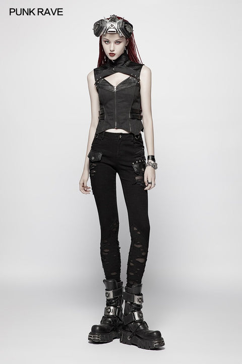 Punk WOMENS HIGH-NECK Warrior Weste