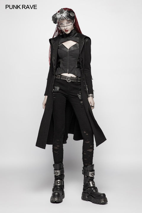 Punk WOMENS DARK Kapuzenstrickjacke