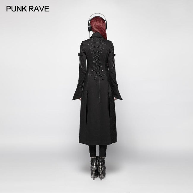 Punk futuristischer langer Mantel mit verstellbarem Kordelzugdesign