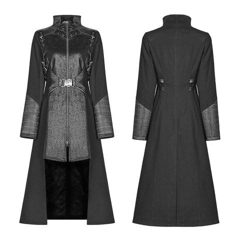 Punk Frauen Stehkragen Krieger High Low Long Coat