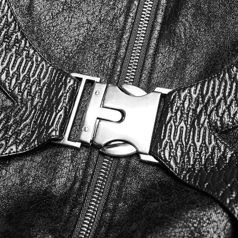 Punk Frauen Stehkragen Krieger High Low Long Coat