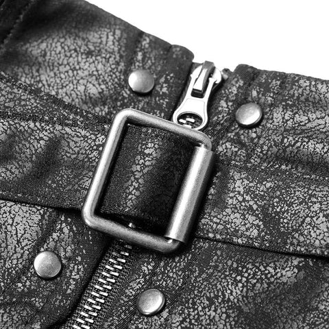 Punk High Neck Elastic Strick PU Super Short Weste