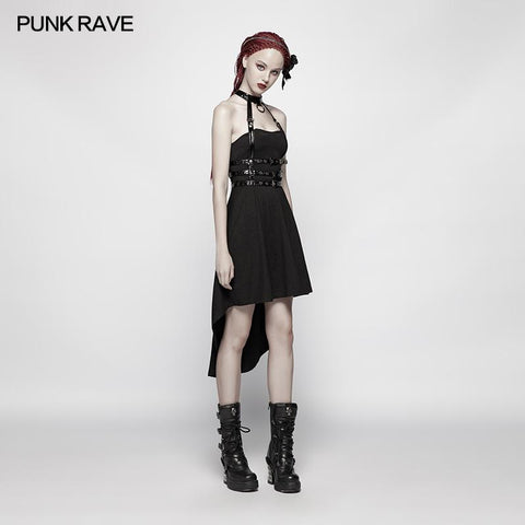 Dark Punk Neckholder Neck Spine Shaped High Low Kleid