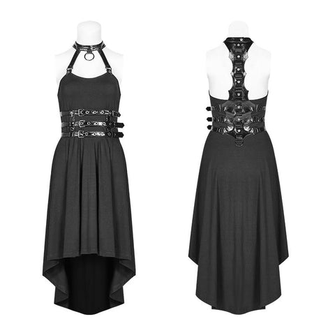 Dark Punk Neckholder Neck Spine Shaped High Low Kleid
