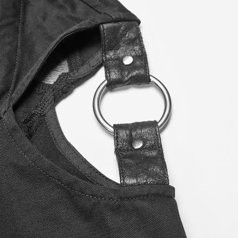 Punk Cross Langarm Hollow-Out Schulterhemd