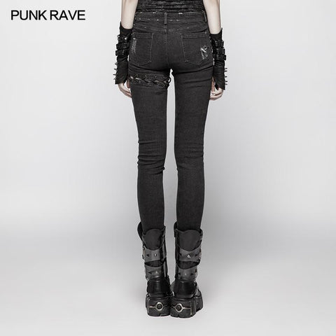 Punk Denim Hose Wassergewaschene Long Jeans