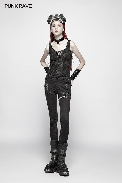 Punk Denim Hose Wassergewaschene Long Jeans