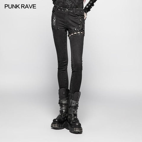 Punk Denim Hose Wassergewaschene Long Jeans