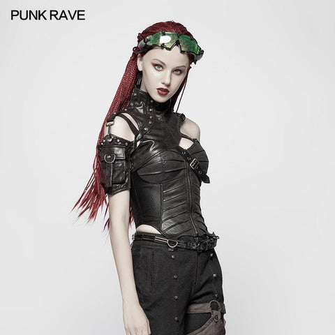 Punk High Neck Pu Warrior Schulterzubehör