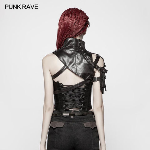 Punk High Neck Pu Warrior Schulterzubehör