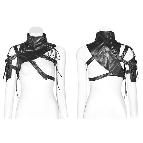 Punk High Neck Pu Warrior Schulterzubehör