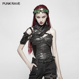 Punk High Neck Pu Warrior Schulterzubehör