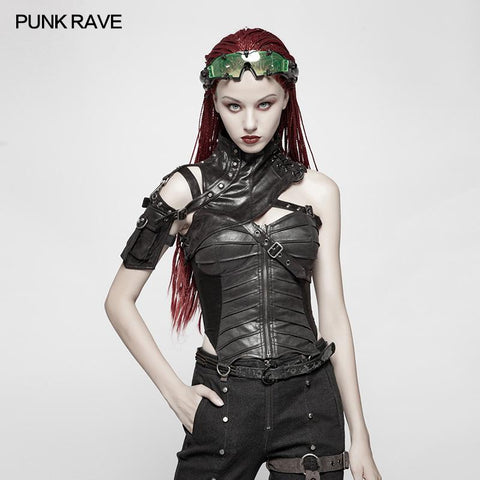 Punk High Neck Pu Warrior Schulterzubehör