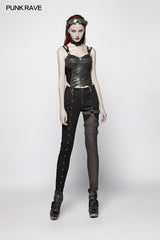Steampunk Micro-Elastic Contrasting Color Denim Hose